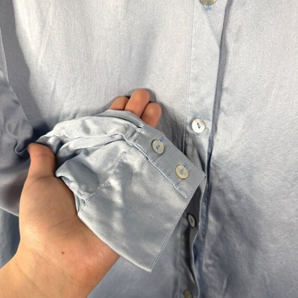 Victorias Secret Light Blue Silk Button-Up Sleep Shirt Size Small Intimate Sexy - Picture 4 of 8
